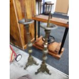 PAIR OF LARGE METAL CANDLESTICKS