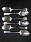 SET OF 6 VERY EARLY SILVER SERVING SPOONS SIGNED S.W 381.4G