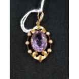 VICTORIAN 9 CARAT PEARL AND AMETHYST PENDANT 2.7G