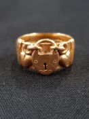 ANTIQUE 18 CARAT GOLD LOVERS CONTINENTAL RING 9.7G