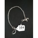 WHITE METAL HORSE PENDANT AND CHAIN