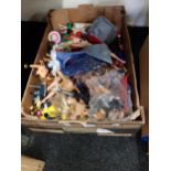 BOX OF ACTION FIGURES ETC