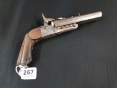 ANTIQUE DOUBLE BARRELL PERCUSSION PISTOL