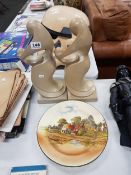 PAIR OF FIGURES AND DOULTON PLATE