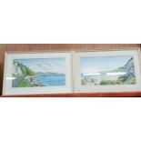 PAIR OF LARGE WATER COLOURS ANTRIM COAST - SIGNED