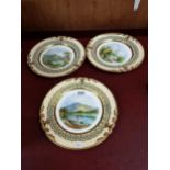 3 HAND PAINTED CABINET PLATES
