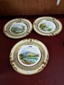 3 HAND PAINTED CABINET PLATES