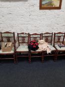 4 EDWARDIAN PARLOUR CHAIRS AND 1 CARVER
