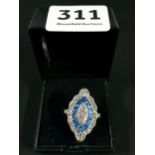 ART DECO BLUE AND WHITE STONE RING