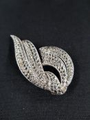 VINTAGE SPHINX SILVER TONE MARCASITE BROOCH SIGNED