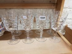 8 WATERFORD CUT GLASS WINE GLASSES