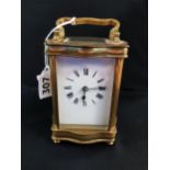 ANTIQUE BRASS CARRIAGE CLOCK AND CASE