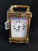 ANTIQUE BRASS CARRIAGE CLOCK AND CASE