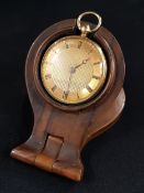 ANTIQUE 18 CARAT GOLD FOB WATCH (54G TOTAL) AND WATCH CASE