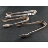 3 SILVER SUGAR TONGS ALL ENGLISH HALLMARKS