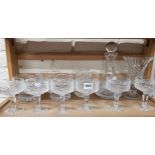 SHELF LOT OF TYRONE CUT GLASSWARE