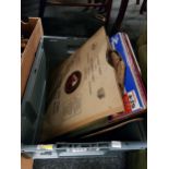 CRATE OF OLD 78s AND LPs