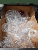 BOX OF CUT GLASS AND OTHER GLASSWARE