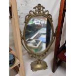 BRASS MIRROR ON STAND