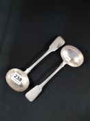 2 IRISH SILVER LADLES 7.5" DUBLIN 1835 CIRCA 161G