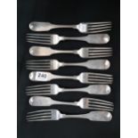 8 IRISH SILVER FORKS 8" DUBLIN 1814 CIRCA 540G