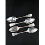 4 IRISH SILVER SPOONS 9" DUBLIN 1821 CIRCA 269G