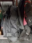 BOX LOT OF MOTORCYCLE JACKETS, TROUSERS AND BACKPACKS
