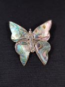 SILVER MOTHER OF PEARL BUTTERFLY BROOCH