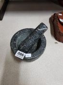 BLACK MARBLE PESTLE AND MORTAR