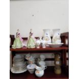 SHELF LOT OF AYNSLEY & 4 FIGURES