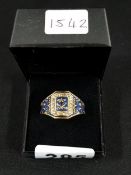 GOLD PLATED AND ENAMEL GENTS RING