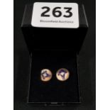 PAIR OF 9 CARAT GOLD & ENAMEL MASONIC STUDS