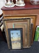 COLLECTION OF OLD ANTIQUE FRAMES AND PICTURES