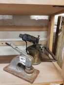 OLD BLOW LAMP AND STAMP PRESS
