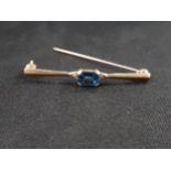 9 carat gold & blue topaz brooch