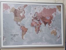 LARGE FRAMED WORLD MAP