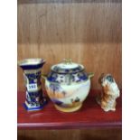 CAMEL CHINA POT AND LID, WILTONWARE VASE AND BESWICK DOG FIGURE