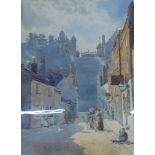 WATERCOLOUR 'STREET SCENE' G.M.DENTON 1898 14.5 X 11