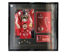 STEVEN GERRARD SIGNED PHOTO WITH MATCH PROGRAMME AND TICKET FROM EUROPEAN CUP FINAL 2005 ISTANBUL