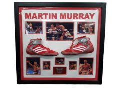 FRAMED PAIR OF BOXING BOOTS WORN AND SIGNED MARTIN MURRAY