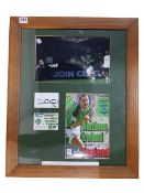 SIGNED FRAMED DAVID HEALY PICTURE, MATCH PROGRAMME AND TICKET FROM NORTHERN IRELAND V ENGLAND GAME