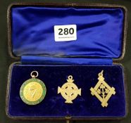 3 Linfield F.C. Medals. Irish Cup winners and Gold Cup winners medals presented to Dick "