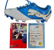 SIGNED PUMA FOOTBALL BOOT BY MATTEO DARMIAN FORMER MAN UTD, NOW INTER MILAN FULL BACK