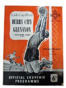 DERRY CITY V GLENAVON IRISH CUP FINAL 1957 PROGRAMME