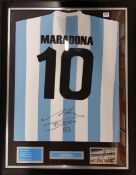 FRAMED AND SIGNED ARGENTINA SHIRT MARADONA NO.10 WITH C.O.A