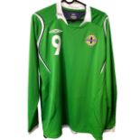 NORTHERN IRELAND SHIRT POSSIBLY MATCH WORN AND SIGNED HEALY NO.9