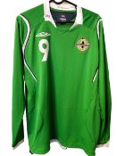 NORTHERN IRELAND SHIRT POSSIBLY MATCH WORN AND SIGNED HEALY NO.9