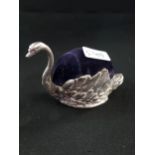 SWAN PIN CUSHION: LONDONIMPORT SILVER MARK 1898