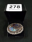 ABALONE SHELL SILVER BROOCH