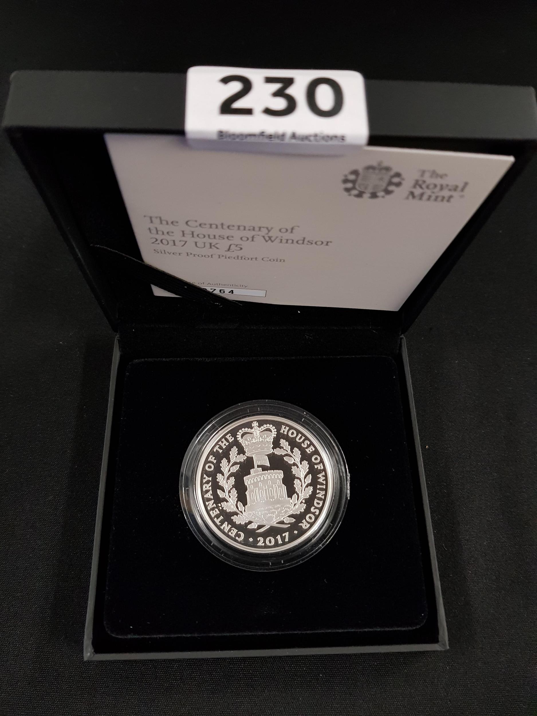 2017 SILVER PROOF PIEDFORT COIN CENTENARY OF HOUSE OF WINDSOR £5